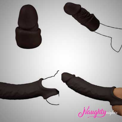 6.5 Inch Double Hole Liquid Silicone Black Penis Sleeve