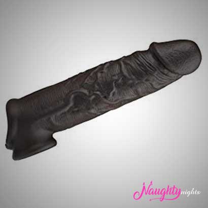 6.5 Inch Double Hole Liquid Silicone Black Penis Sleeve